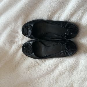 Tory Burch black patent leather reva ballet flats